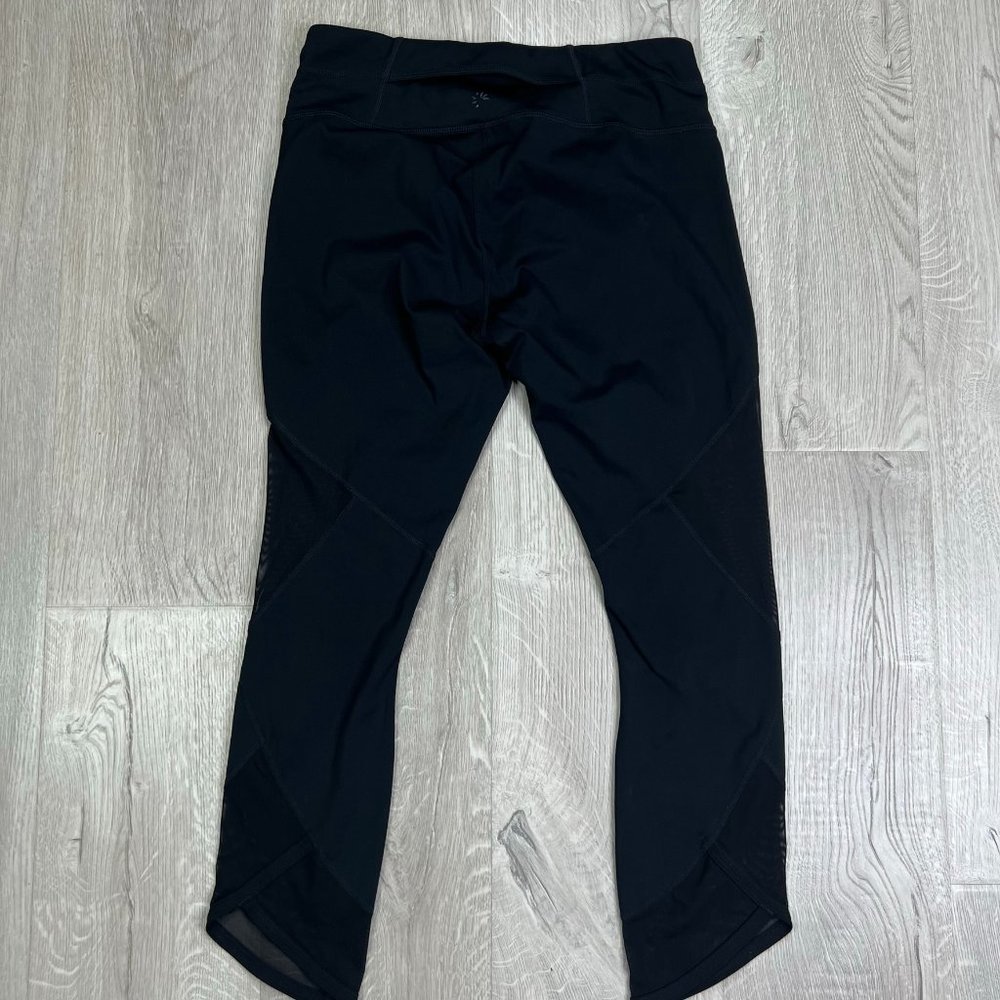 Athleta Aura Sonar Capri Crop Leggings Womens Sz MT Black Mesh Panels Tall